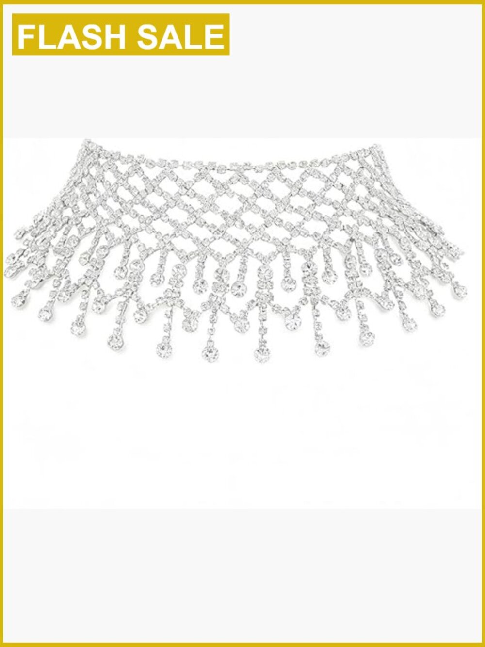 Sparkling Crystal Rhinestone Choker Necklace with Tassel